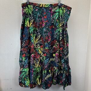 Phool Skirt 3X Midi ALine Flare‎ Peasant Colorful Boho Cotton Tiered Floral